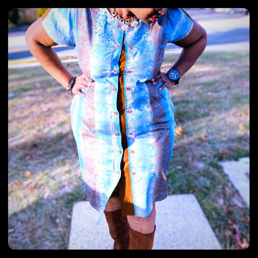 Two tone Ankara Dress - African Print. Size 18W/20